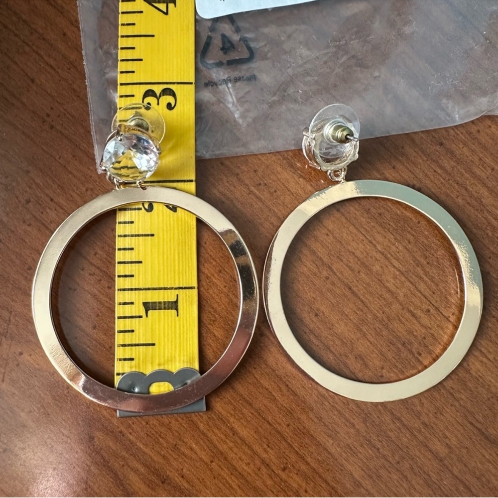 Rachel Parcell Crystal Frontal Gold Circle Earrings